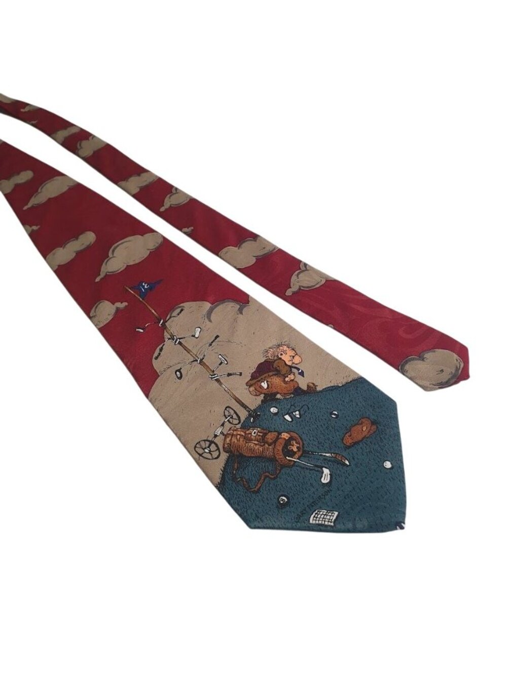 Balance Hot Cakes Golf Cartoon Novelty Tie Silk Gary Patterson Malibu Exclusive
